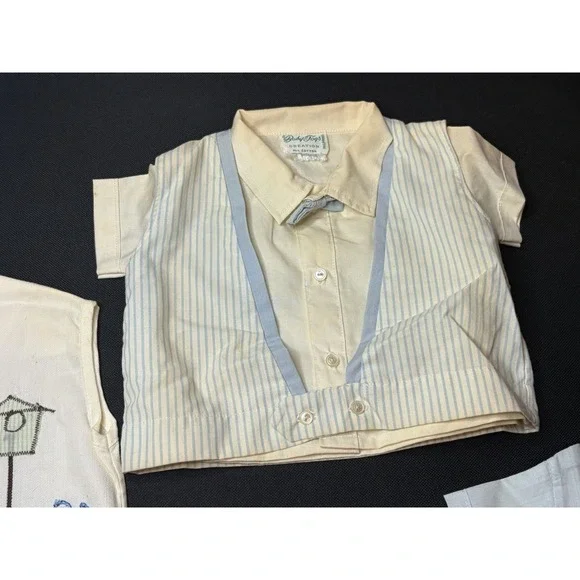 Vtg Baby Togs Boy Clothes/Blue/Embroidered/Button Down/Vest/50's-70's?/Bird Lot - Picture 3 of 12
